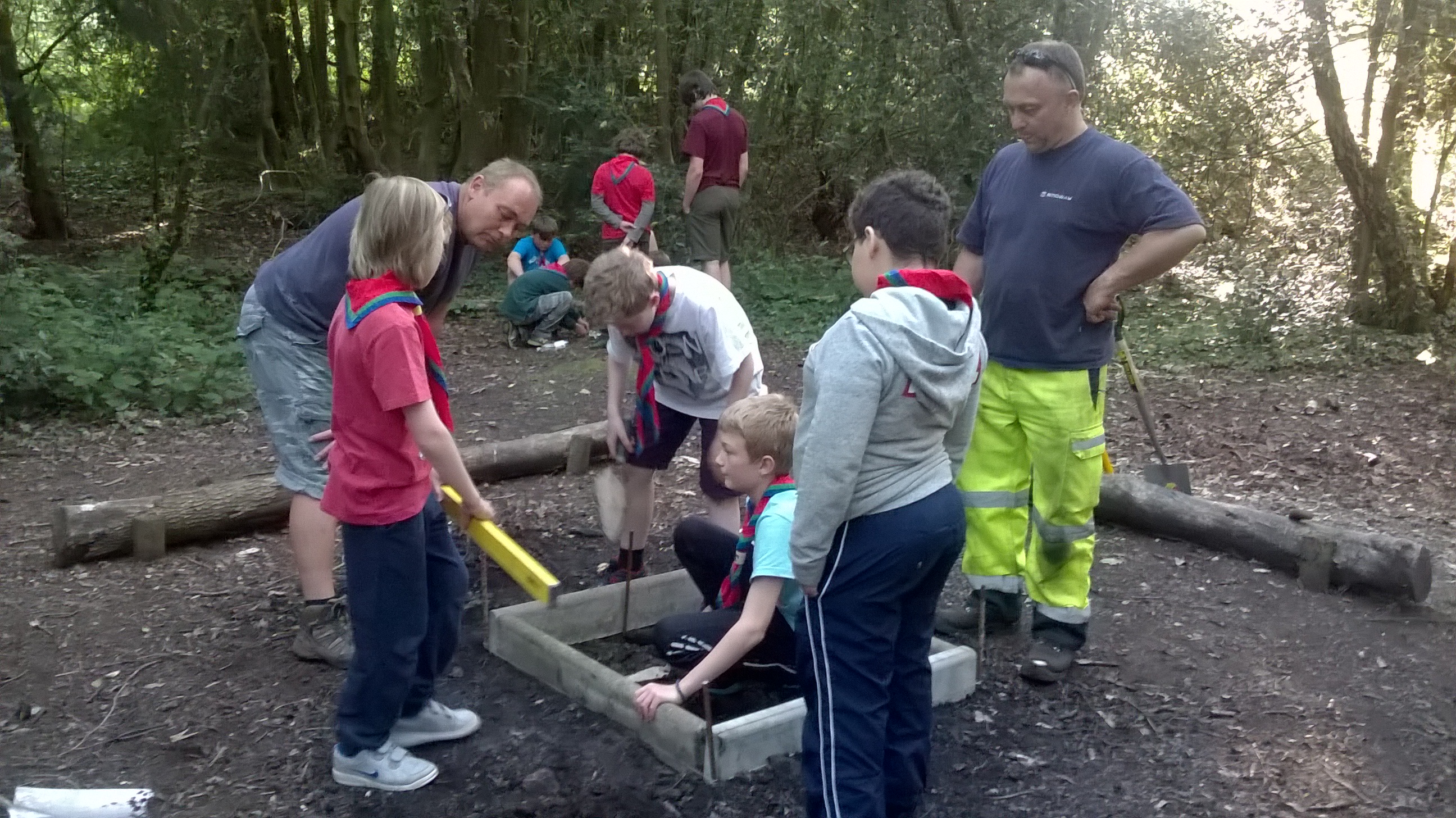 Scouts refurbishing fire pit June 2016