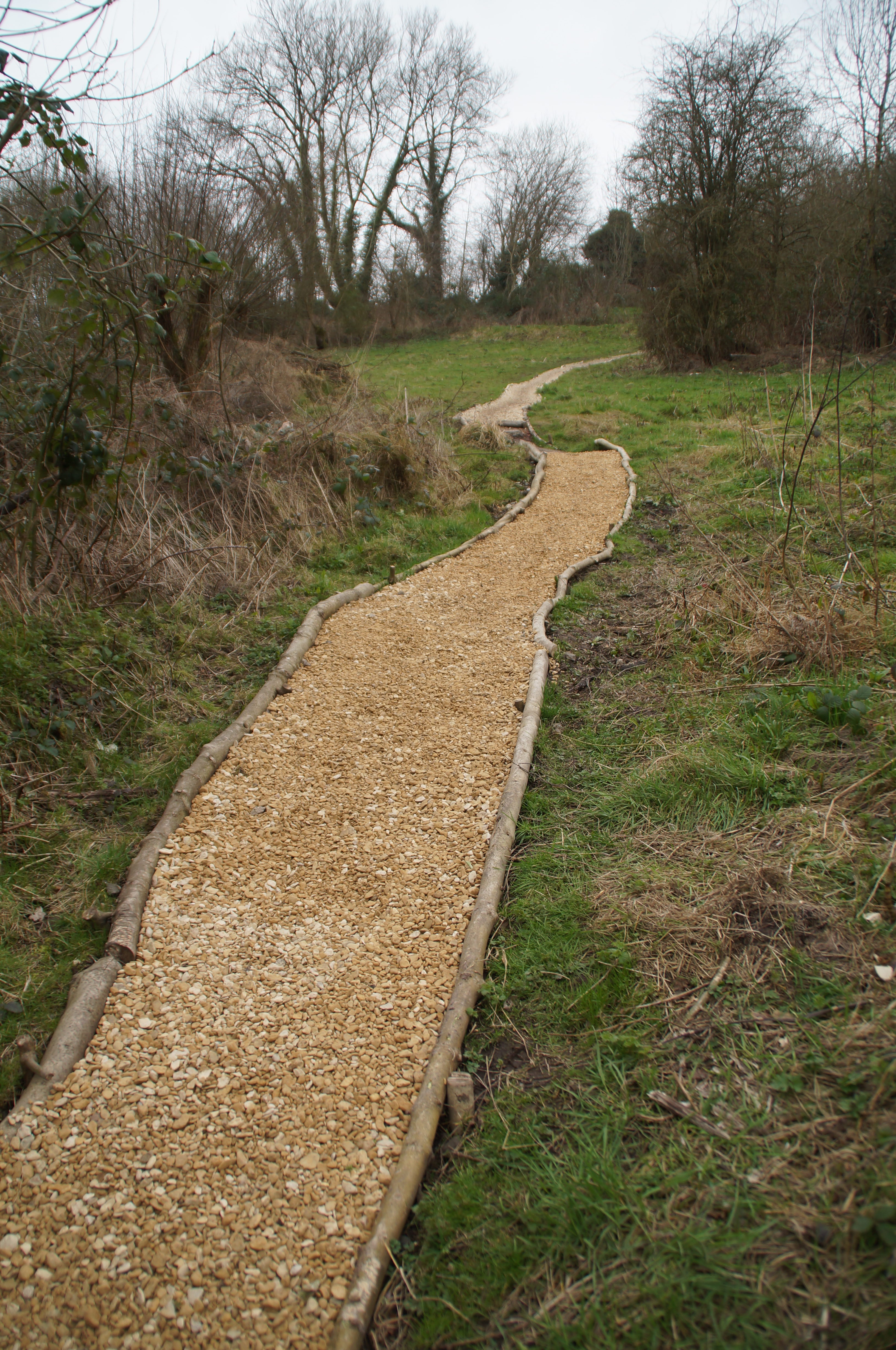 Refurbished path below bridge on the way to the pond