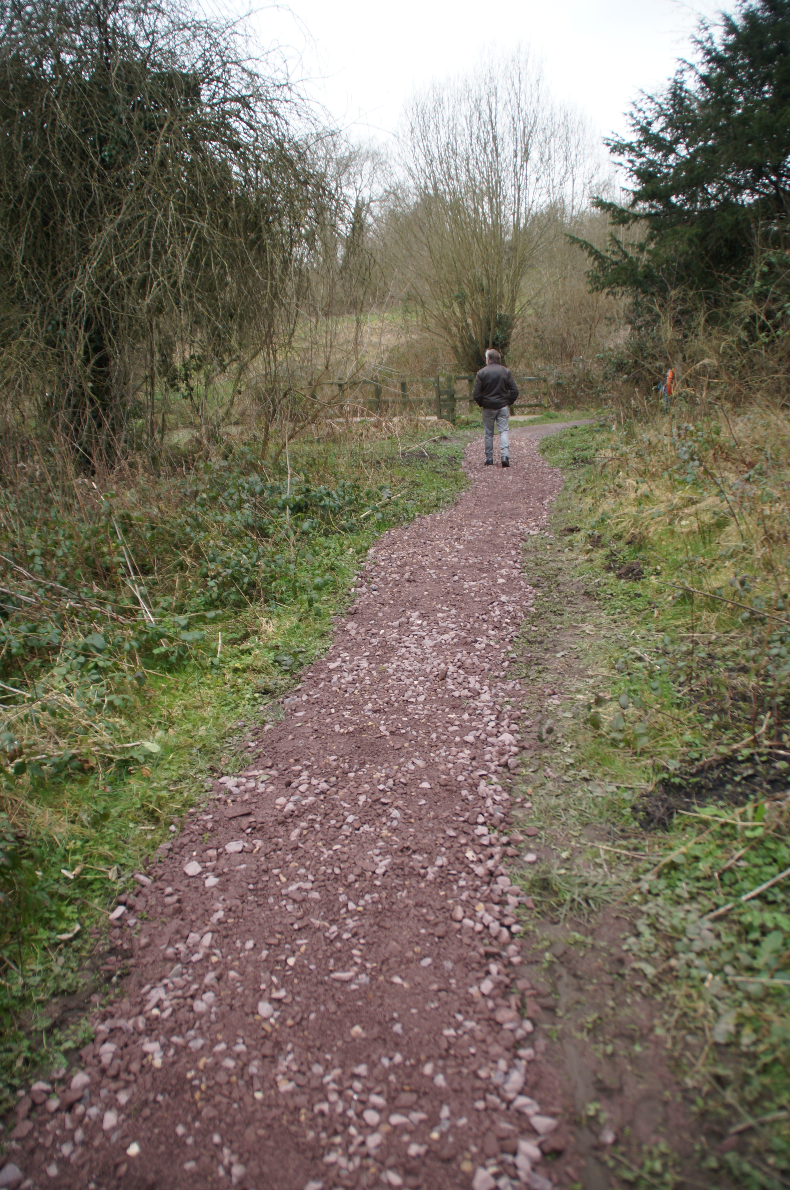 Base layer on path below the pond